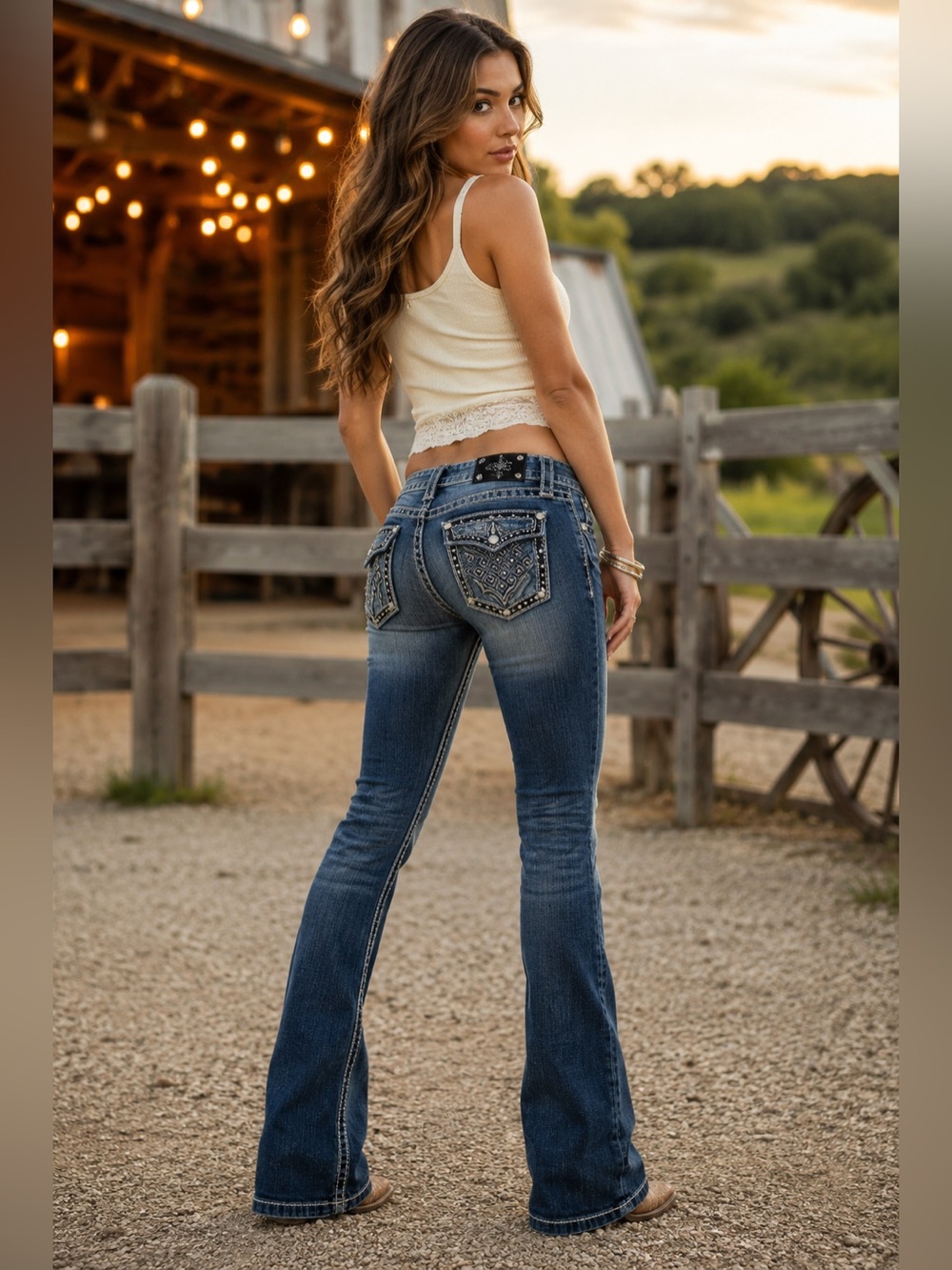 Miss Me Signature Bootcut Jeans Embellished Flap Pockets Size 28 Long Y2K